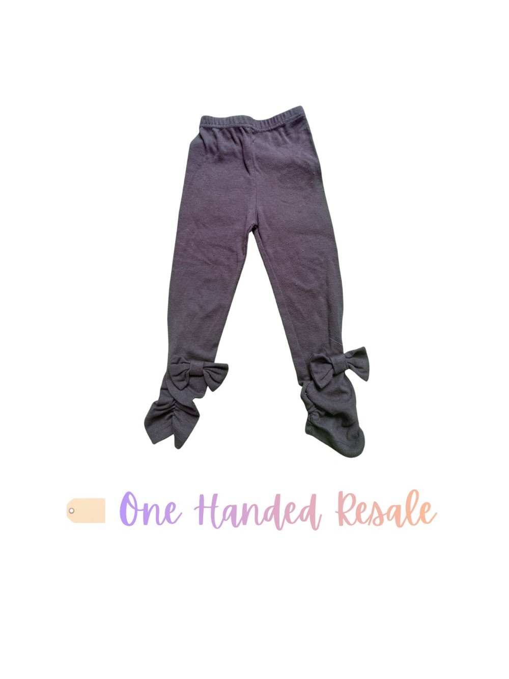 🥰 Navy Blue Girl's Stretchy Unique Bow Ankle Leggings 100 (3T)
